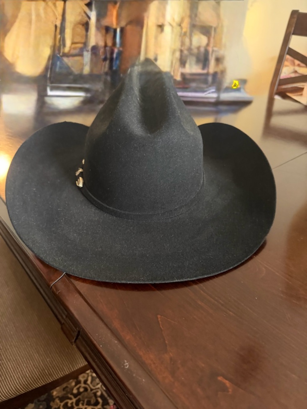 Stetson Black xxx6xxx 100 % Fur felt  Western Hat with Silver Buckle - Picture 2 of 9